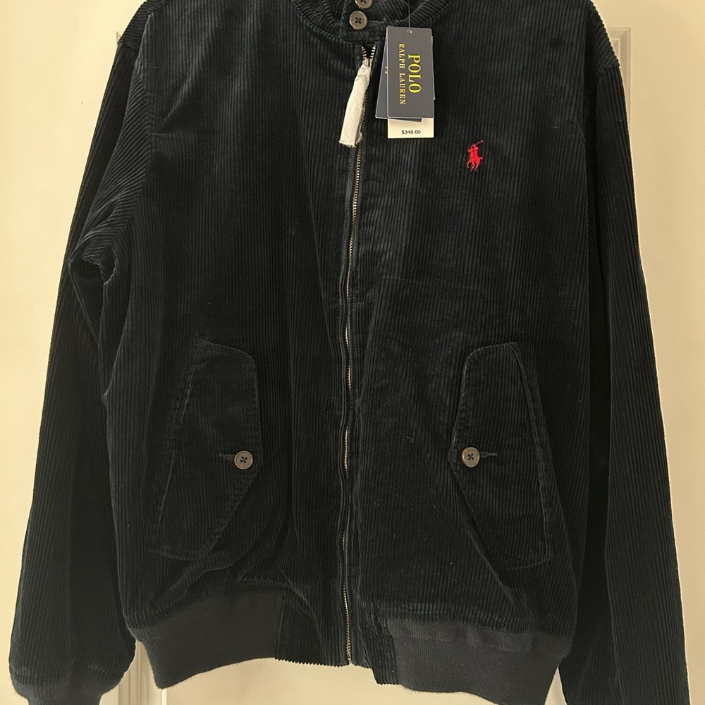Polo Ralph Lauren Men's Medium Navy Blue Corduroy Bomber Jacket